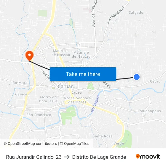 Rua Jurandir Galindo, 23 to Distrito De Lage Grande map