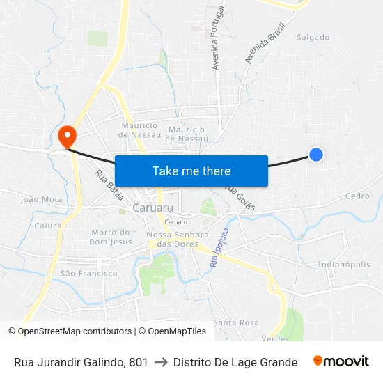 Rua Jurandir Galindo, 801 to Distrito De Lage Grande map