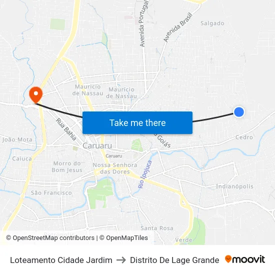 Loteamento Cidade Jardim to Distrito De Lage Grande map