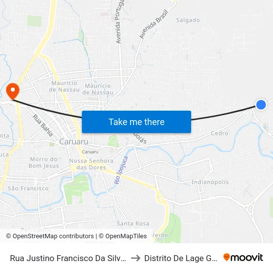 Rua Justino Francisco Da Silva, 1274 to Distrito De Lage Grande map