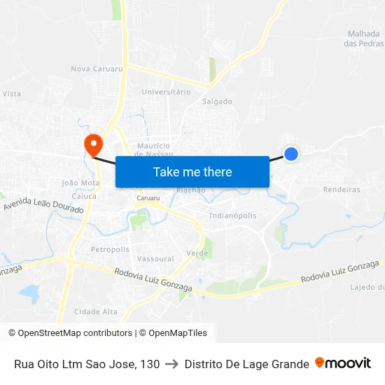 Rua Oito Ltm Sao Jose, 130 to Distrito De Lage Grande map