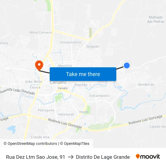 Rua Dez Ltm Sao Jose, 91 to Distrito De Lage Grande map