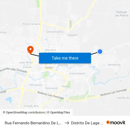 Rua Fernando Bernardino De Lucena, 720 to Distrito De Lage Grande map