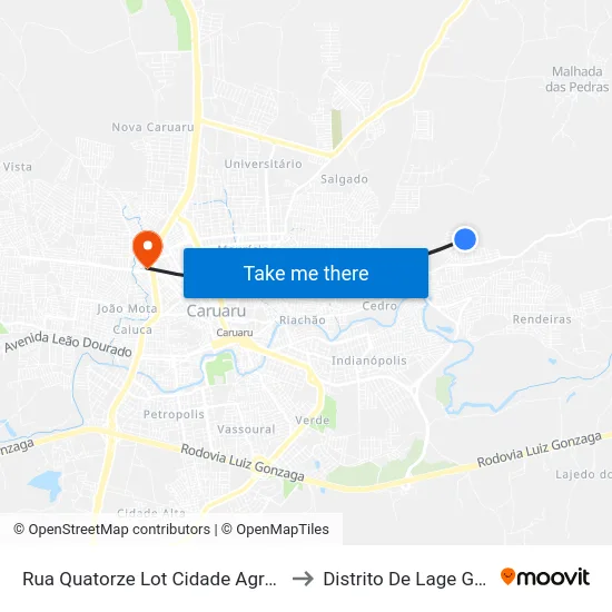 Rua Quatorze Lot Cidade Agreste, 90 to Distrito De Lage Grande map