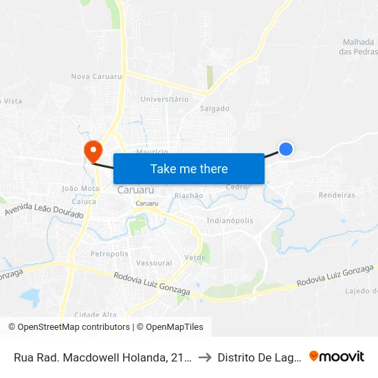 Rua Rad. Macdowell Holanda, 21 |  Praça Do Pneu to Distrito De Lage Grande map