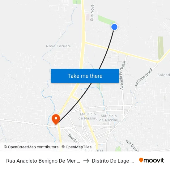 Rua Anacleto Benigno De Menezes, 180 to Distrito De Lage Grande map