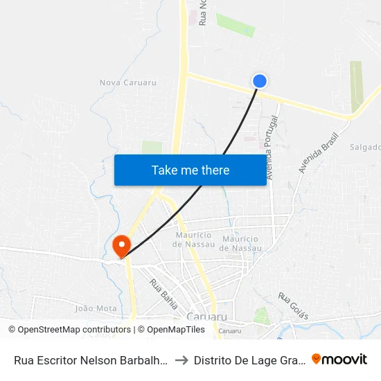 Rua Escritor Nelson Barbalho, 33 to Distrito De Lage Grande map