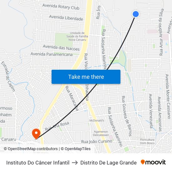 Instituto Do Câncer Infantil to Distrito De Lage Grande map