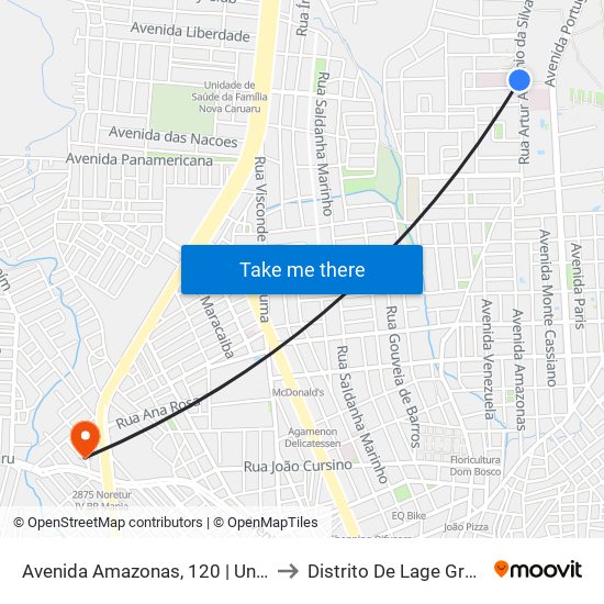 Avenida Amazonas, 120 | Unimed to Distrito De Lage Grande map