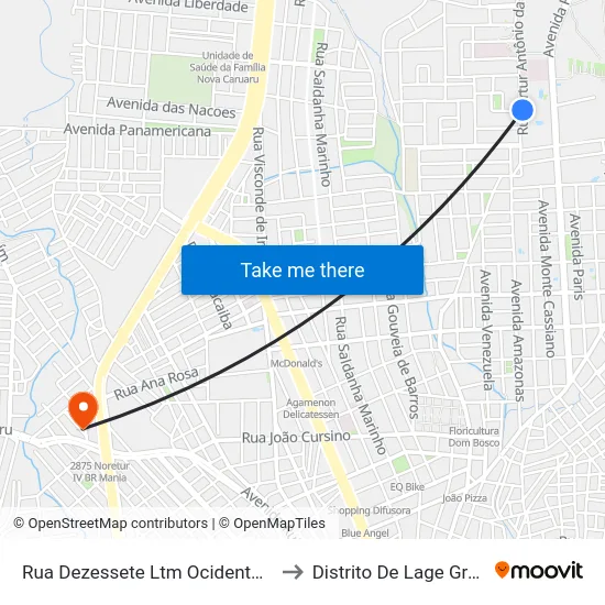 Rua Dezessete Ltm Ocidental, 211 to Distrito De Lage Grande map