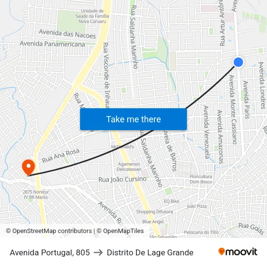 Avenida Portugal, 805 to Distrito De Lage Grande map