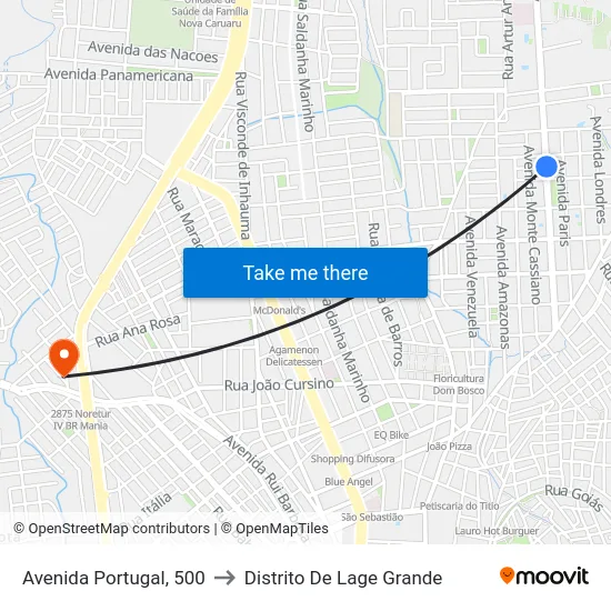 Avenida Portugal, 500 to Distrito De Lage Grande map