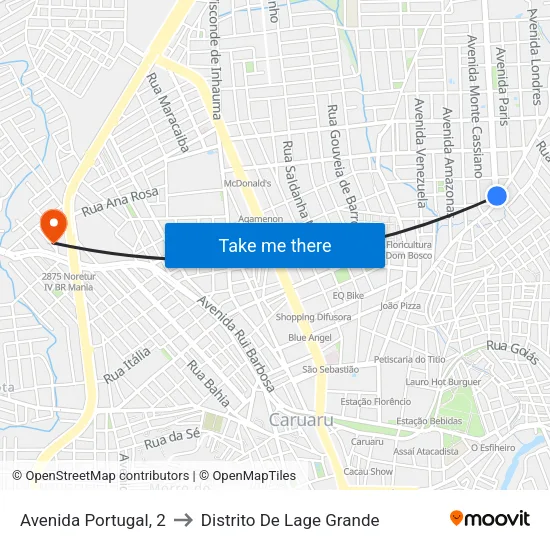Avenida Portugal, 2 to Distrito De Lage Grande map