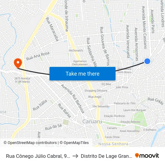 Rua Cônego Júlio Cabral, 927 to Distrito De Lage Grande map