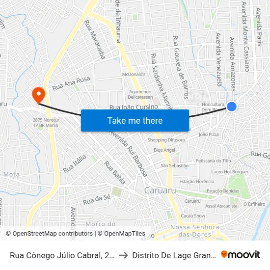 Rua Cônego Júlio Cabral, 282 to Distrito De Lage Grande map
