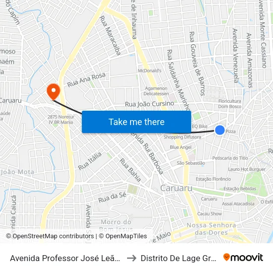 Avenida Professor José Leão, 558 to Distrito De Lage Grande map