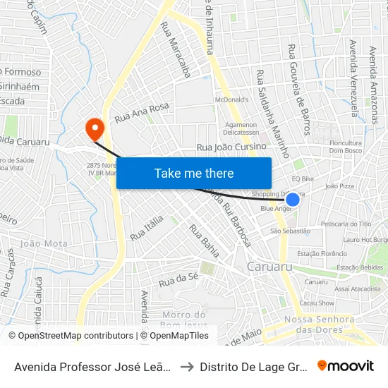 Avenida Professor José Leão, 275 to Distrito De Lage Grande map
