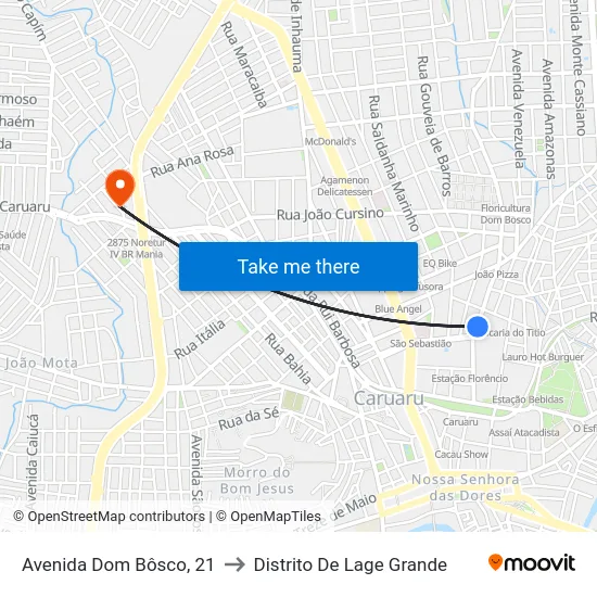 Avenida Dom Bôsco, 21 to Distrito De Lage Grande map