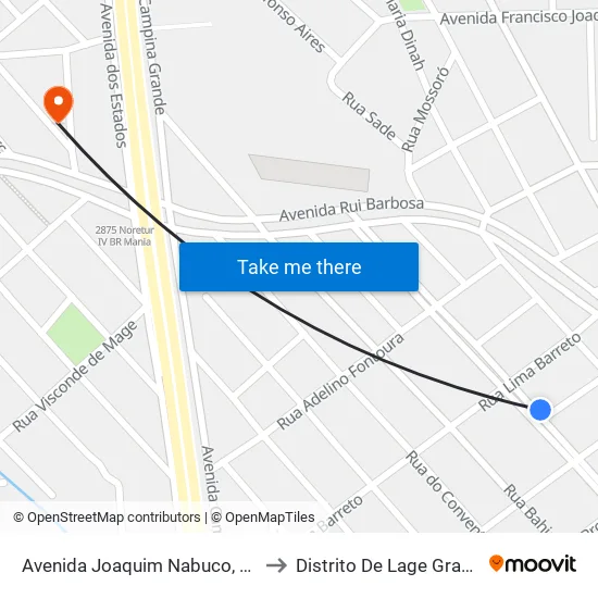 Avenida Joaquim Nabuco, 550 to Distrito De Lage Grande map