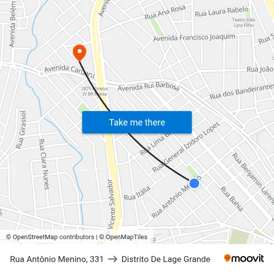 Rua Antônio Menino, 331 to Distrito De Lage Grande map