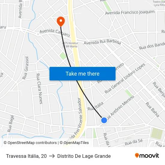 Travessa Itália, 20 to Distrito De Lage Grande map