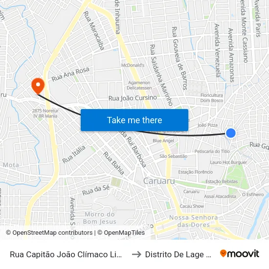 Rua Capitão João Clímaco Limeira, 213 to Distrito De Lage Grande map