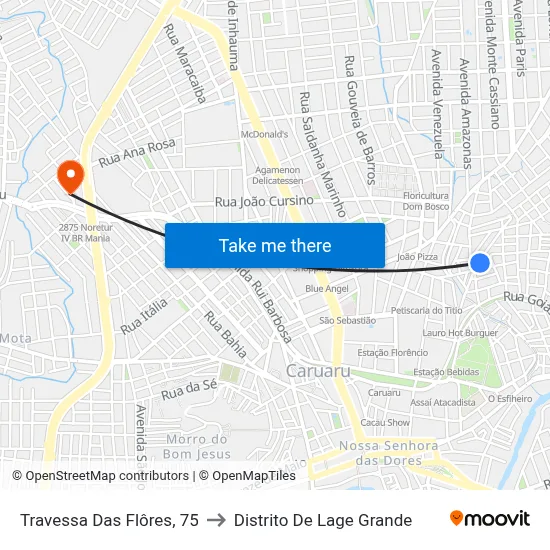Travessa Das Flôres, 75 to Distrito De Lage Grande map