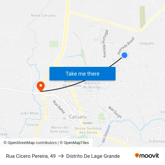 Rua Cícero Pereira, 49 to Distrito De Lage Grande map