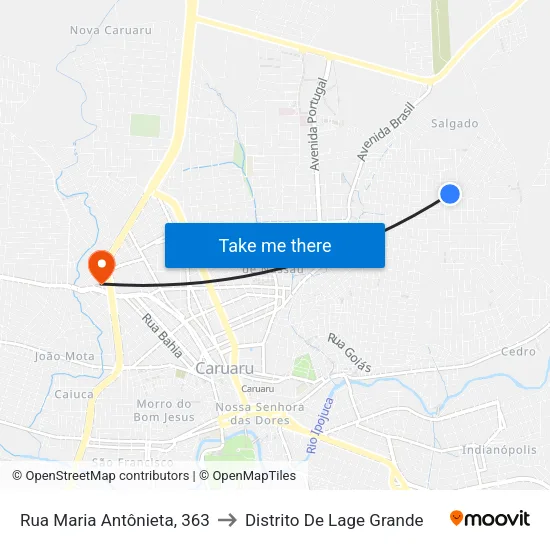 Rua Maria Antônieta, 363 to Distrito De Lage Grande map