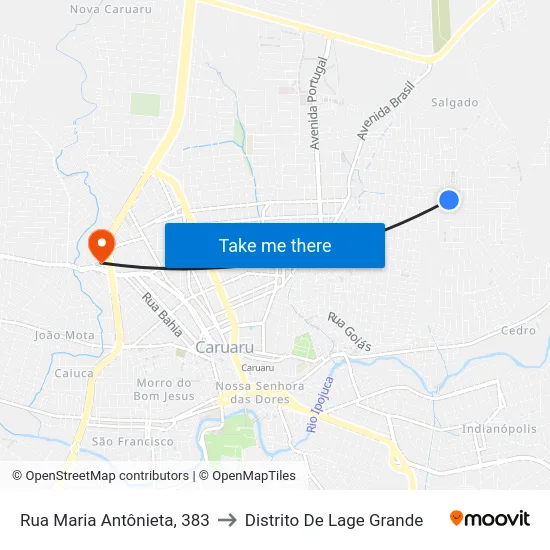 Rua Maria Antônieta, 383 to Distrito De Lage Grande map