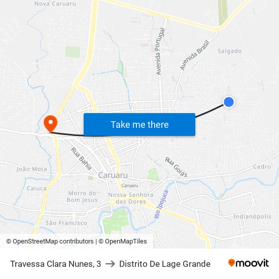 Travessa Clara Nunes, 3 to Distrito De Lage Grande map