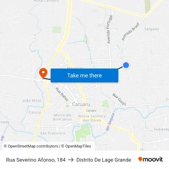 Rua Severino Afonso, 184 to Distrito De Lage Grande map