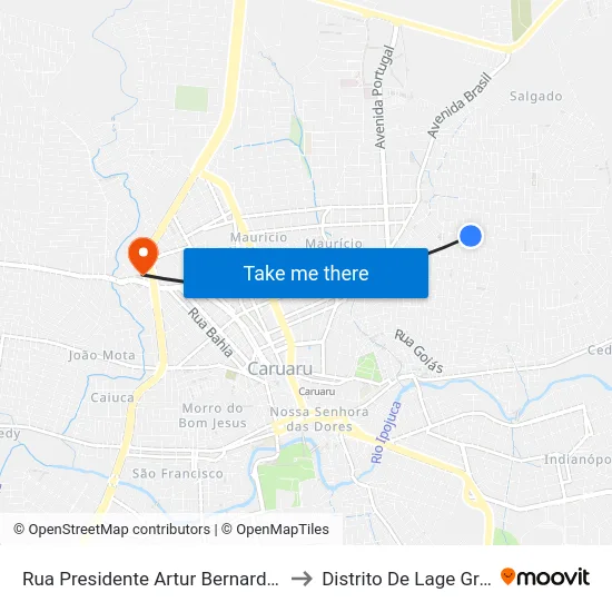 Rua Presidente Artur Bernardes, 448 to Distrito De Lage Grande map