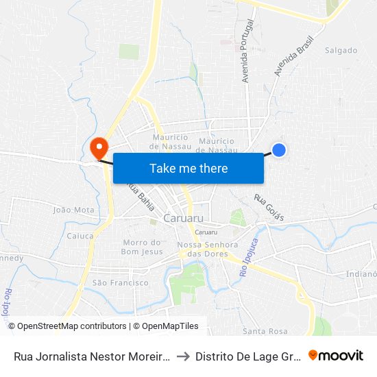 Rua Jornalista Nestor Moreira, 634 to Distrito De Lage Grande map