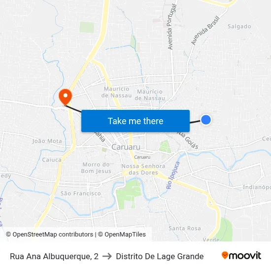 Rua Ana Albuquerque, 2 to Distrito De Lage Grande map