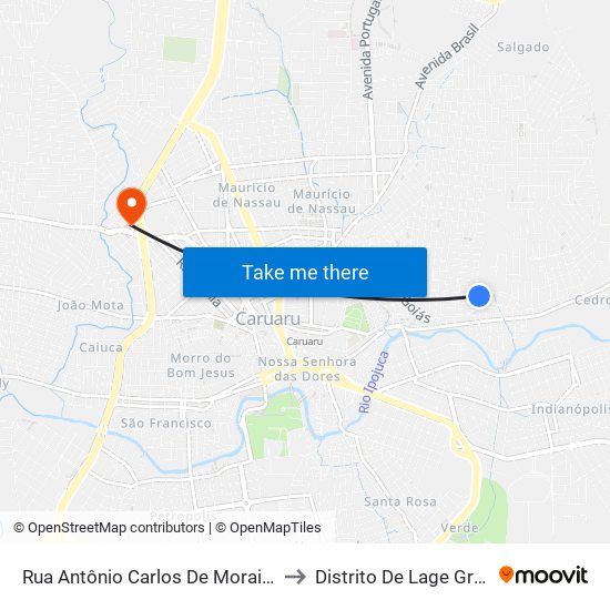 Rua Antônio Carlos De Morais, 457 to Distrito De Lage Grande map