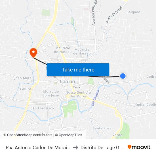 Rua Antônio Carlos De Morais, 453 to Distrito De Lage Grande map