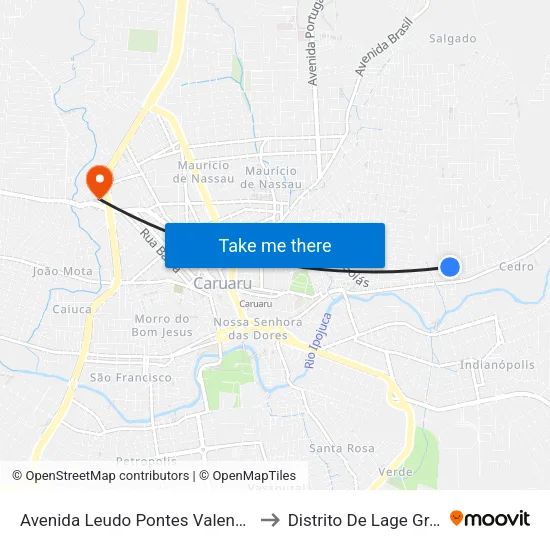 Avenida Leudo Pontes Valença, 499 to Distrito De Lage Grande map