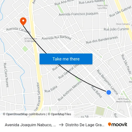Avenida Joaquim Nabuco, 100 to Distrito De Lage Grande map
