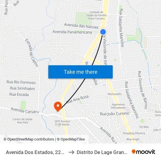 Avenida Dos Estados, 2200 to Distrito De Lage Grande map