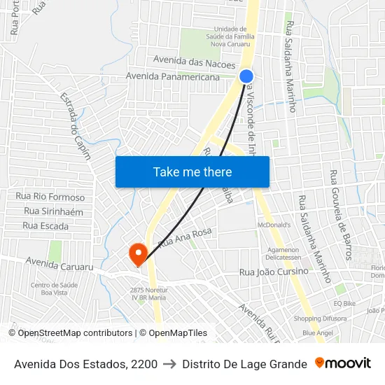 Avenida Dos Estados, 2200 to Distrito De Lage Grande map
