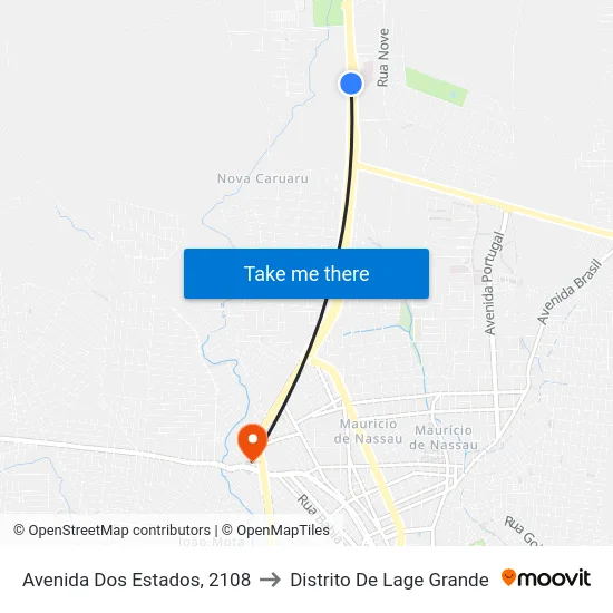 Avenida Dos Estados, 2108 to Distrito De Lage Grande map