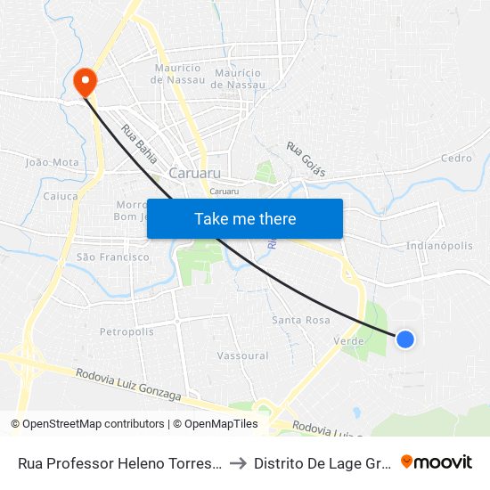 Rua Professor Heleno Torres, 1130 to Distrito De Lage Grande map