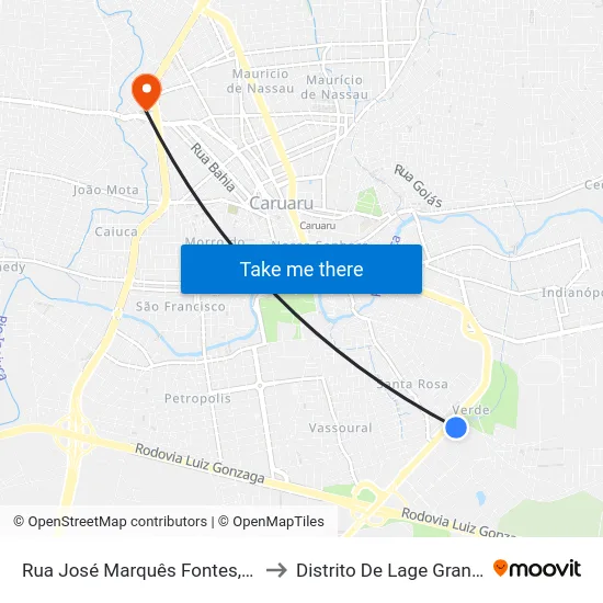 Rua José Marquês Fontes, 31 to Distrito De Lage Grande map