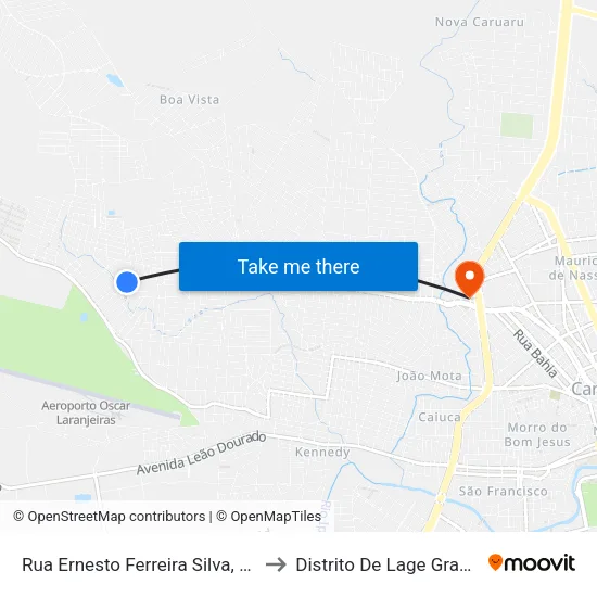 Rua Ernesto Ferreira Silva, 124 to Distrito De Lage Grande map