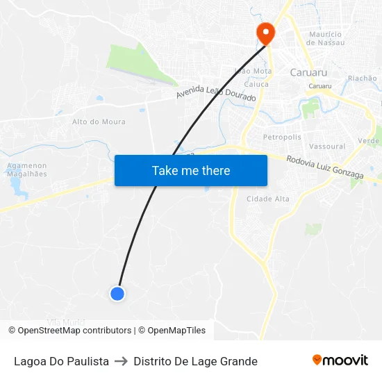 Lagoa Do Paulista to Distrito De Lage Grande map