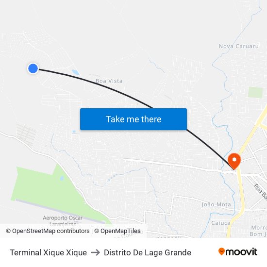 Terminal Xique Xique to Distrito De Lage Grande map