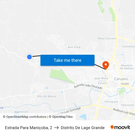 Estrada Para Maniçoba, 2 to Distrito De Lage Grande map