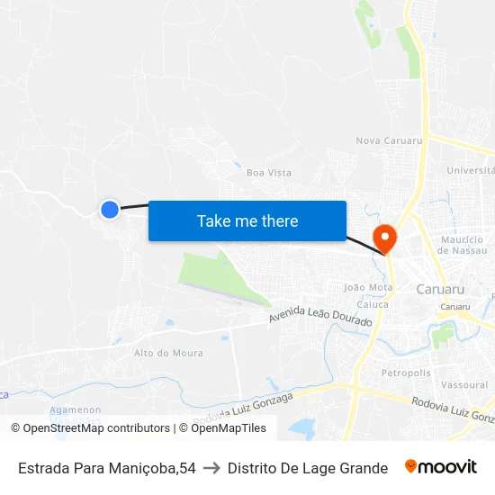 Estrada Para Maniçoba,54 to Distrito De Lage Grande map