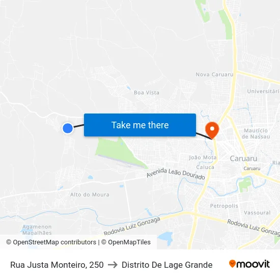Rua Justa Monteiro, 250 to Distrito De Lage Grande map